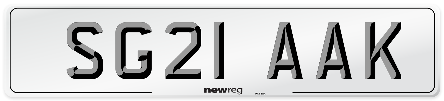 SG21 AAK Number Plate from New Reg